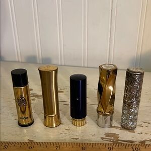 Lanvin perfume vial & vintage lipsticks for display